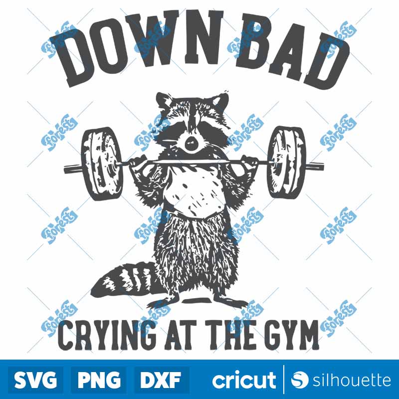 Down Bad Crying At the Gym
  Raccoon Meme SVG