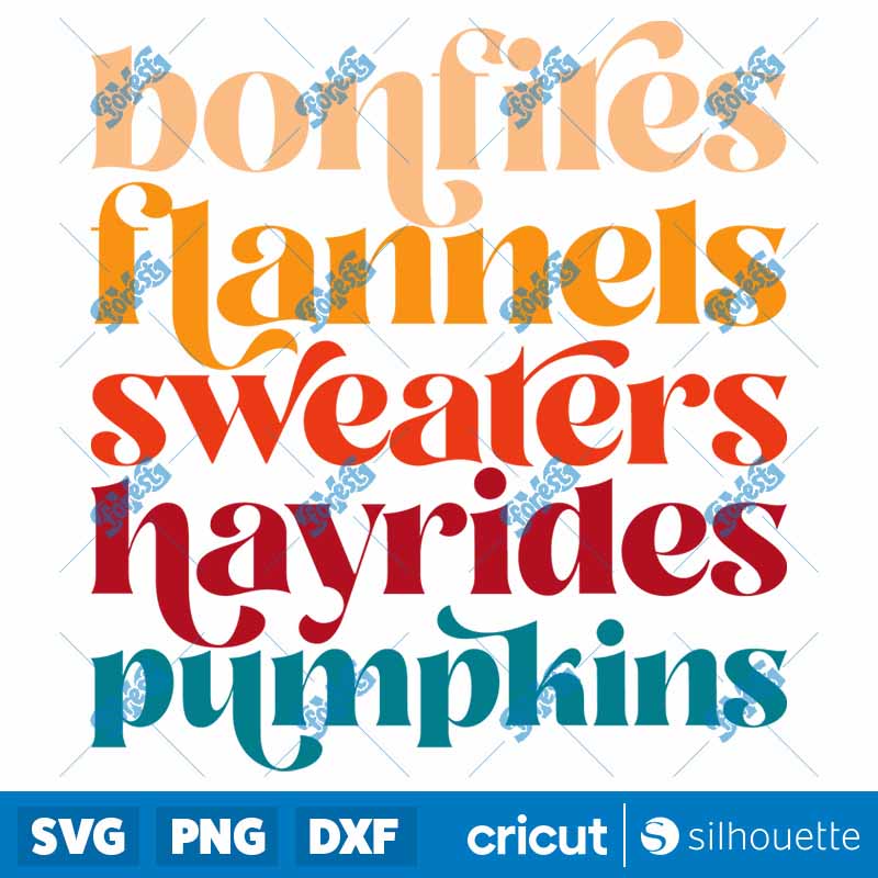 Fall Words In Color SVG