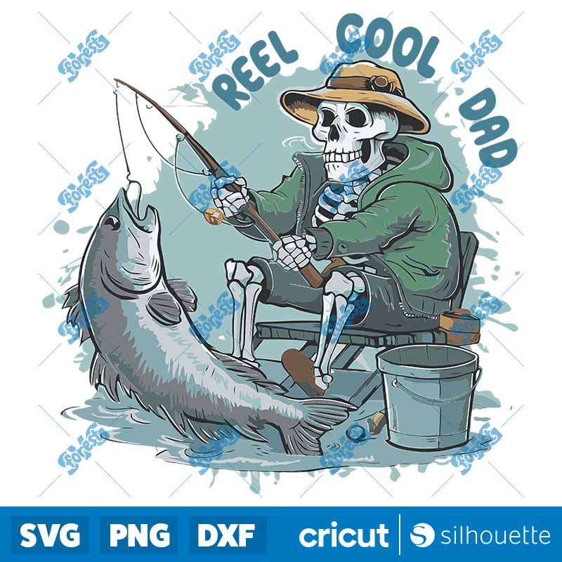 Fishman Reel Cool Dad Skeleton
  SVG