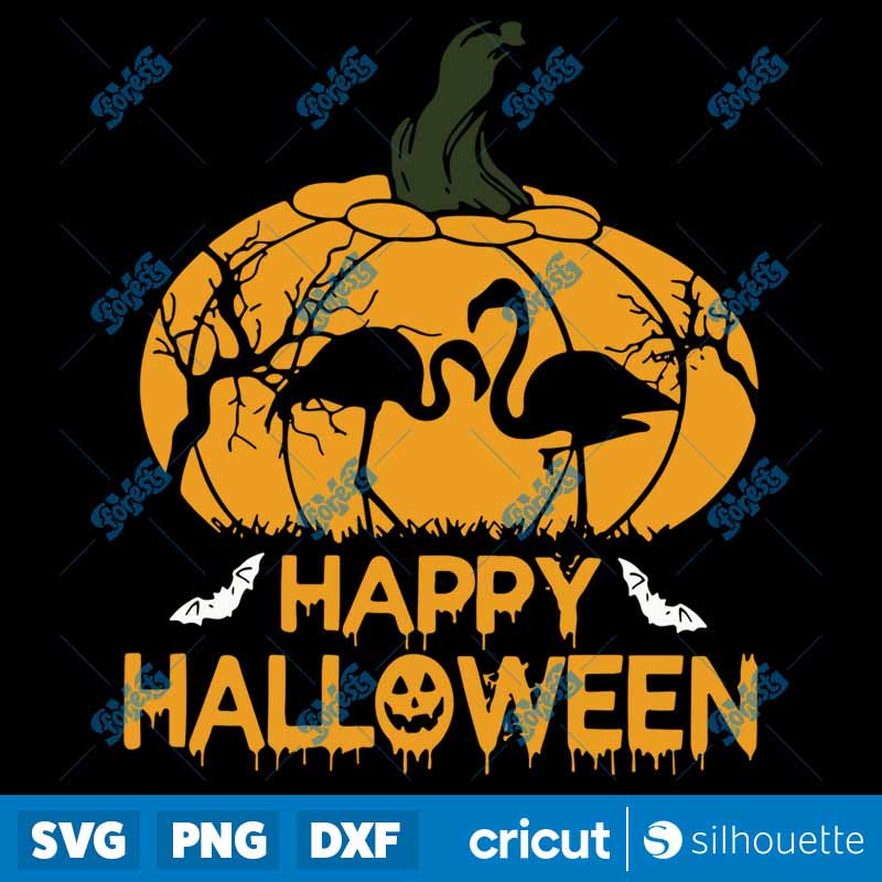 Flamingo Happy Halloween SVG