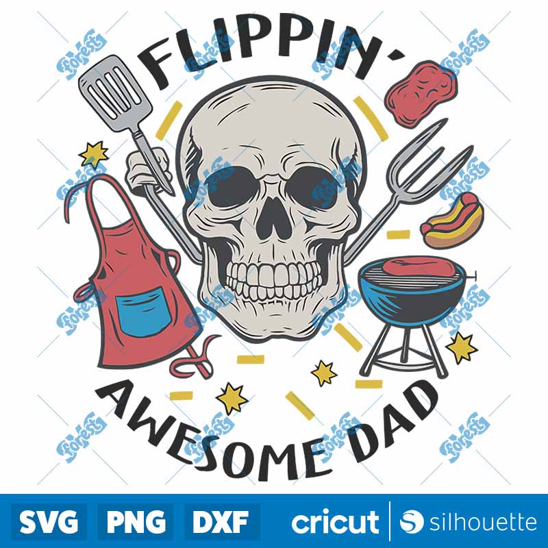 Flippin Awesome Dad Funny
  Skull SVG