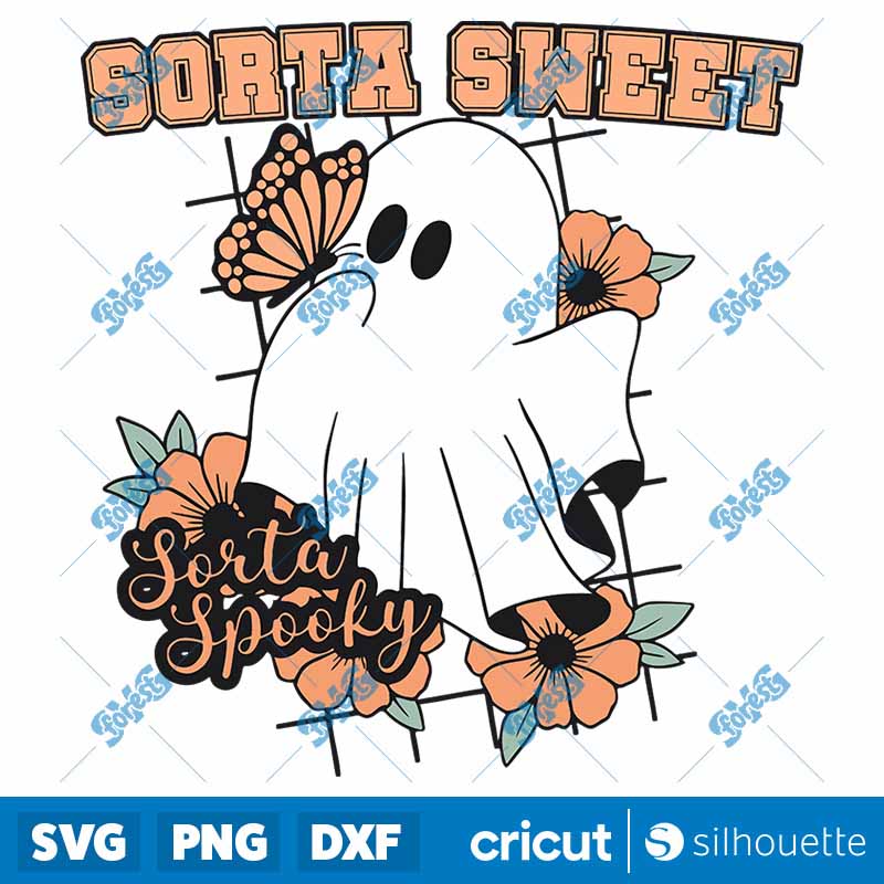 Floral Ghost Sorta Sweet Sorta
  Spooky SVG