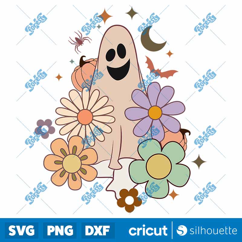 Floral Halloween Ghost SVG