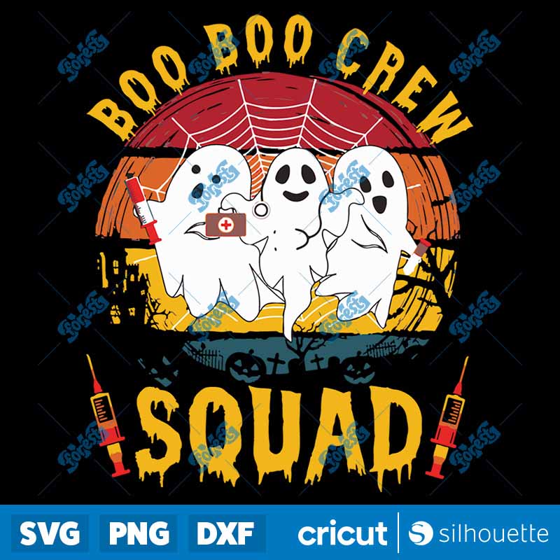 Funny Boo Boo Crew Squad Nurse
  Halloween Nurses Rn Ghost SVG