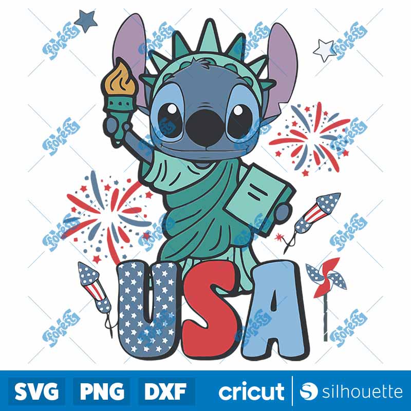 Funny Stitch USA Statue Of
  Liberty SVG