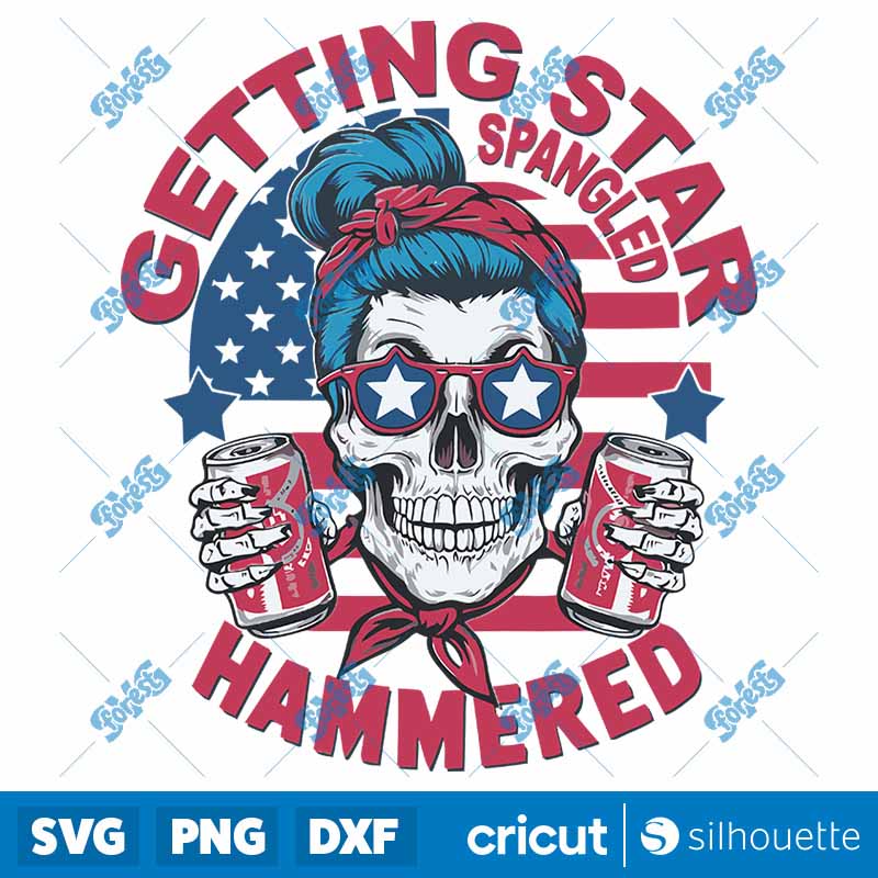 Getting Star Spangled Hammered
  Patriotic Skull SVG