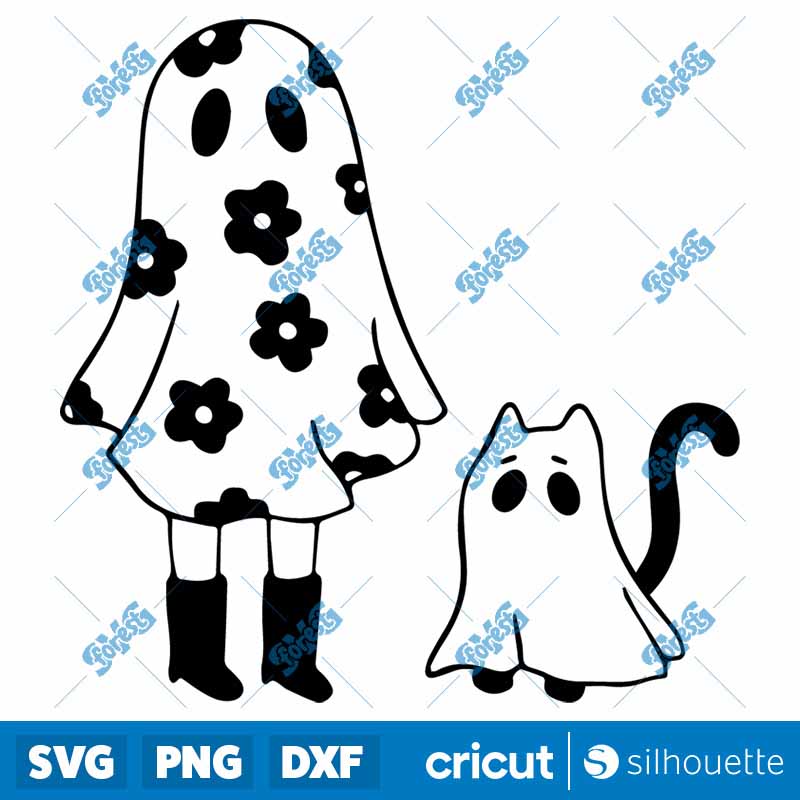 Ghost Cat Ghost Girl SVG