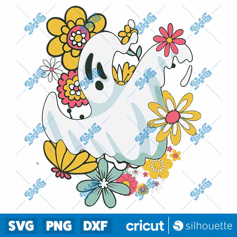 Ghost Groovy Vintage Cute
Retro Floral Halloween SVG