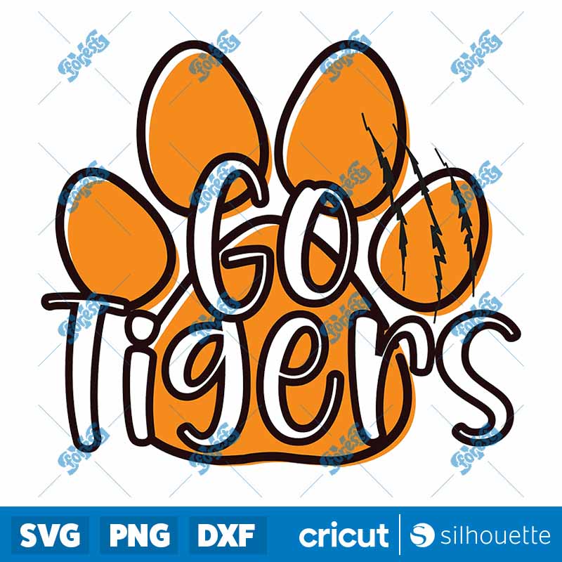 Go Tigers Paw Print PNG