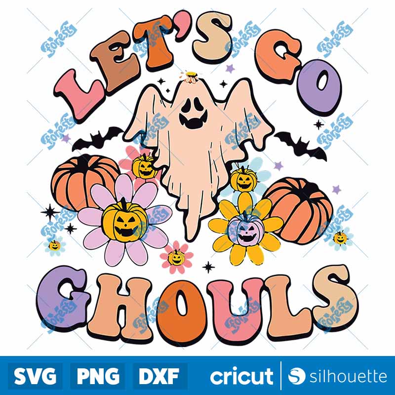 Groovy Lets Go Ghouls Floral
Ghost Hippie Halloween Costume SVG