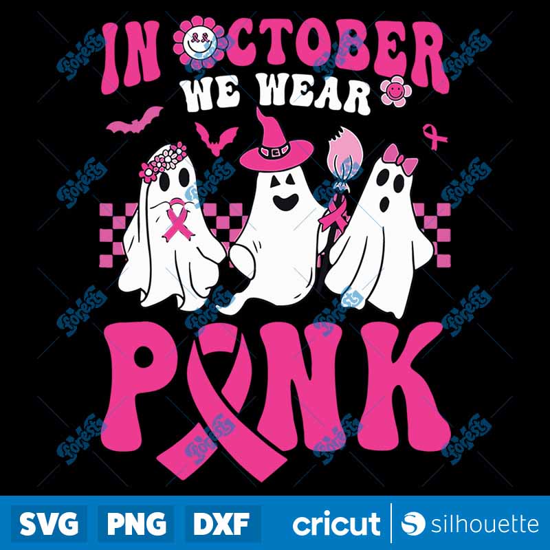 Groovy Wear Pink Breast Cancer
Warrior Ghost Halloween Cute SVG