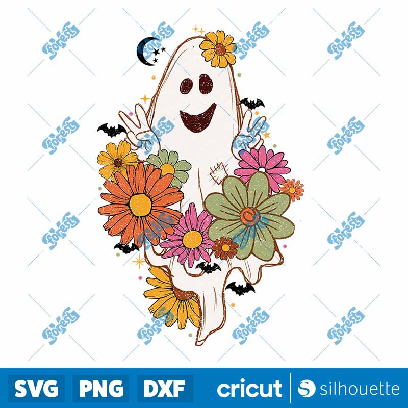 Halloween Boo Fall Flower PNG