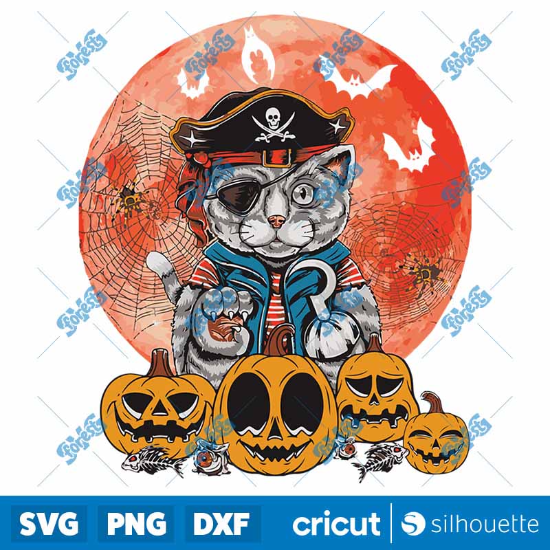 Halloween Cat Costume Pirate
Horror Pumpkins Lover Family SVG