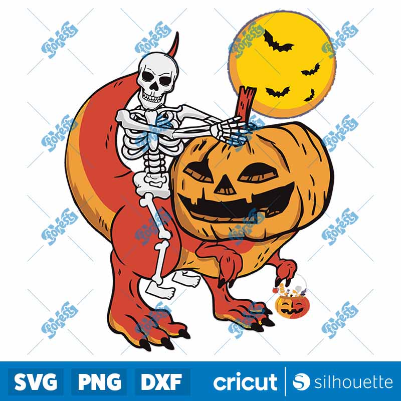 Halloween Dinosaur Pumpkin T
Rex Skeleton Toddler SVG