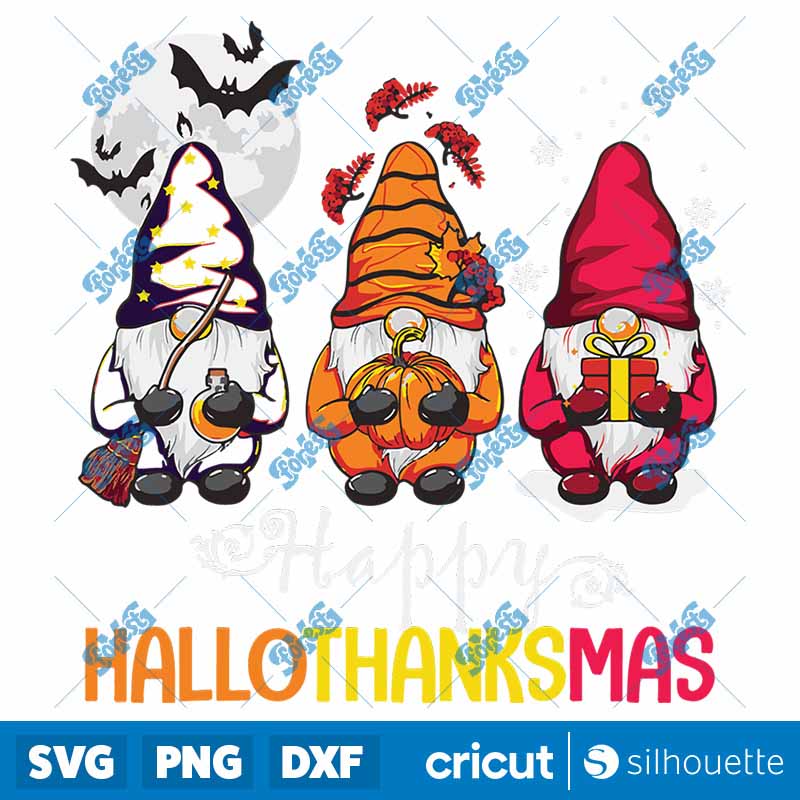 Halloween Thanksgiving
  Christmas Happy Hallothanksmas Gnomes SVG