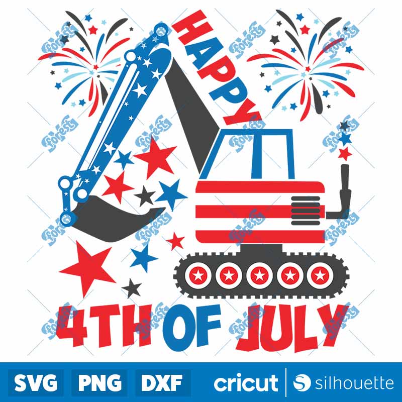 Happy 4th Of July Excavator
SVG