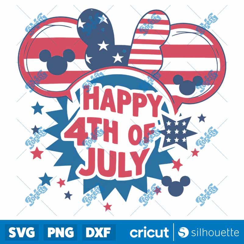 Happy 4th Of July Mickey Ears
  USA Flag SVG