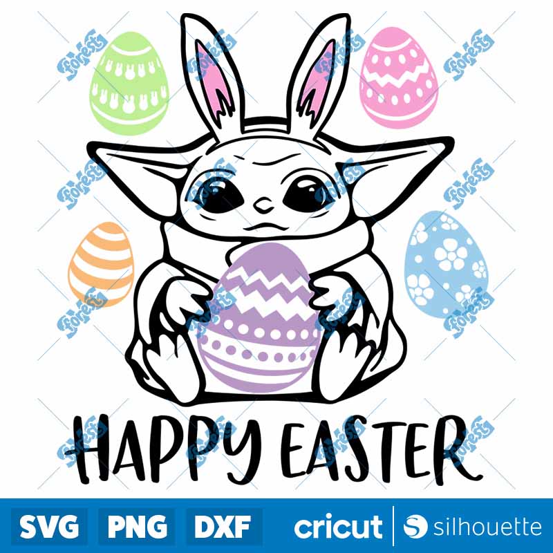 Happy Easter Baby yoda SVG