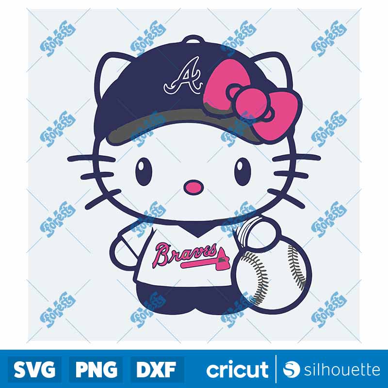 Hello Kitty Atlanta Braves
  Baseball SVG