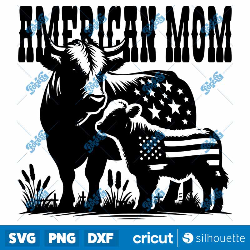 Highlandcow American Mom SVG