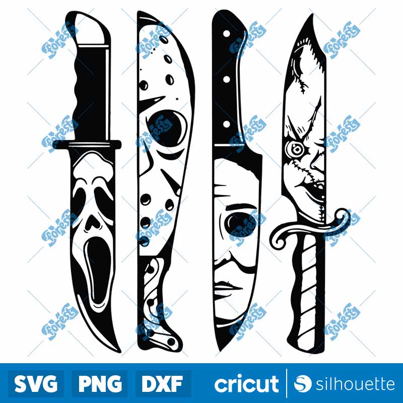 Horror Movie Characters In
  Knives SVG