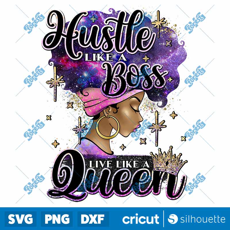 Hustle Like A Boss Side
  Hustler Afro Queen Purple And Gold PNG