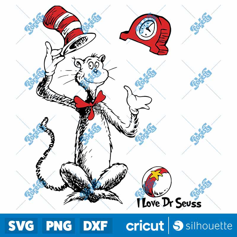 I Love Dr Seuss Funny Cat In
Hat SVG