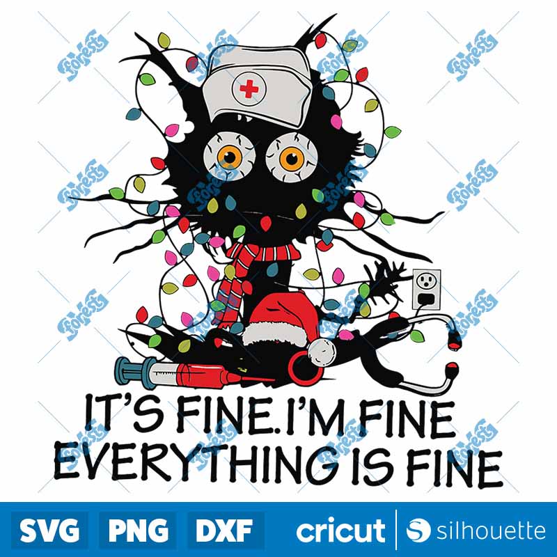 Im Fine Everything Is Fine Cat
  Christmas SVG