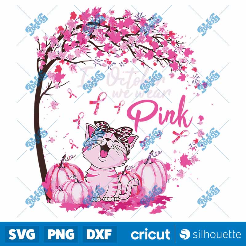 In October We Wear Pink
Pumpkin Breast Cancer Halloween SVG