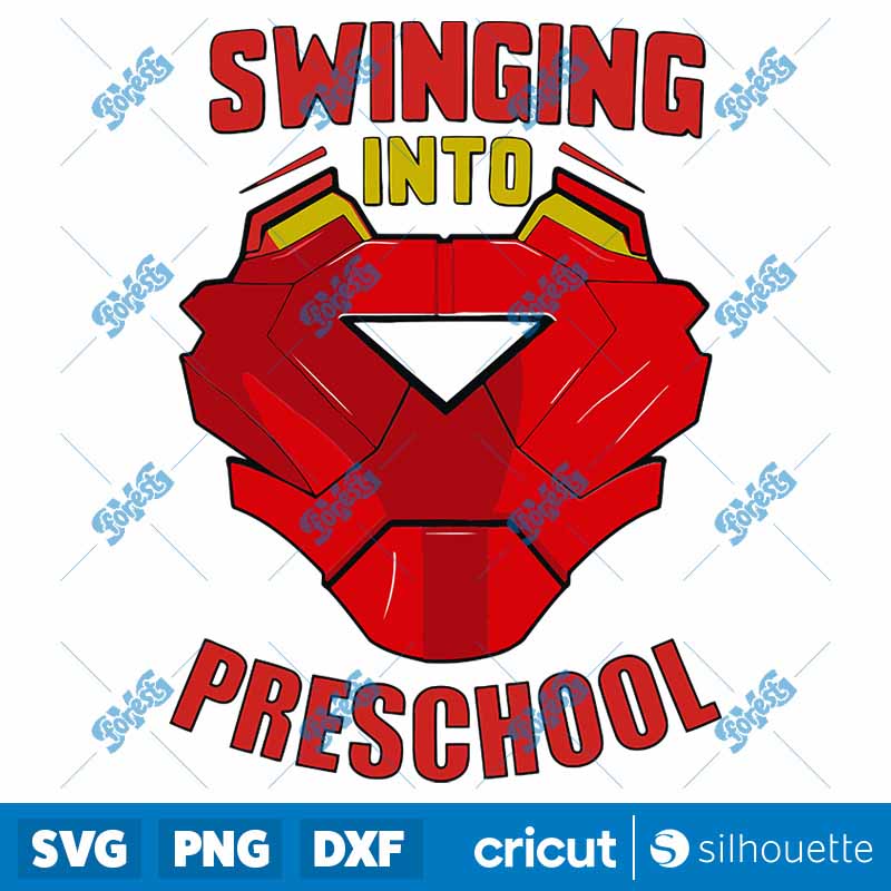 Iron Man Swinging Into
Preschool SVG