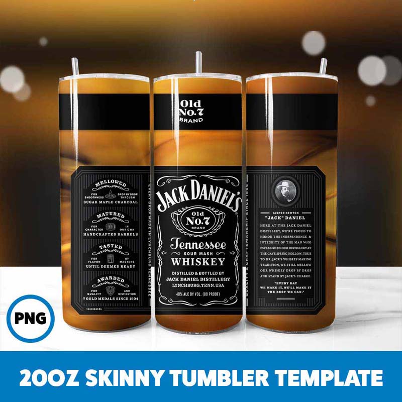 Jack Daniels Tennessee Whiskey Tumbler Wrap, 20oz Skinny Tumbler Wrap