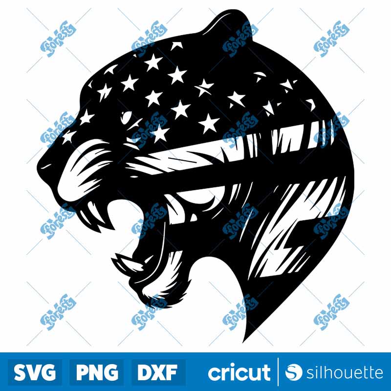 Jaguar With American Flag SVG