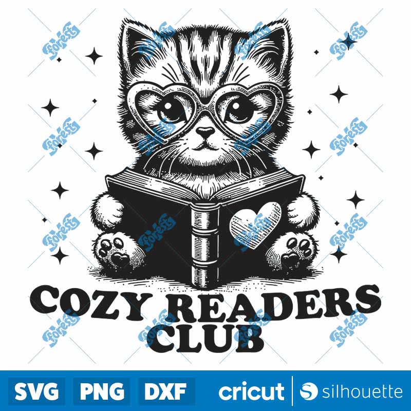 Kitten Cozy Readers Club SVG