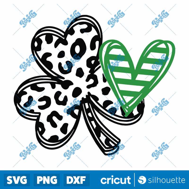 Leopard Shamrock and Heart SVG