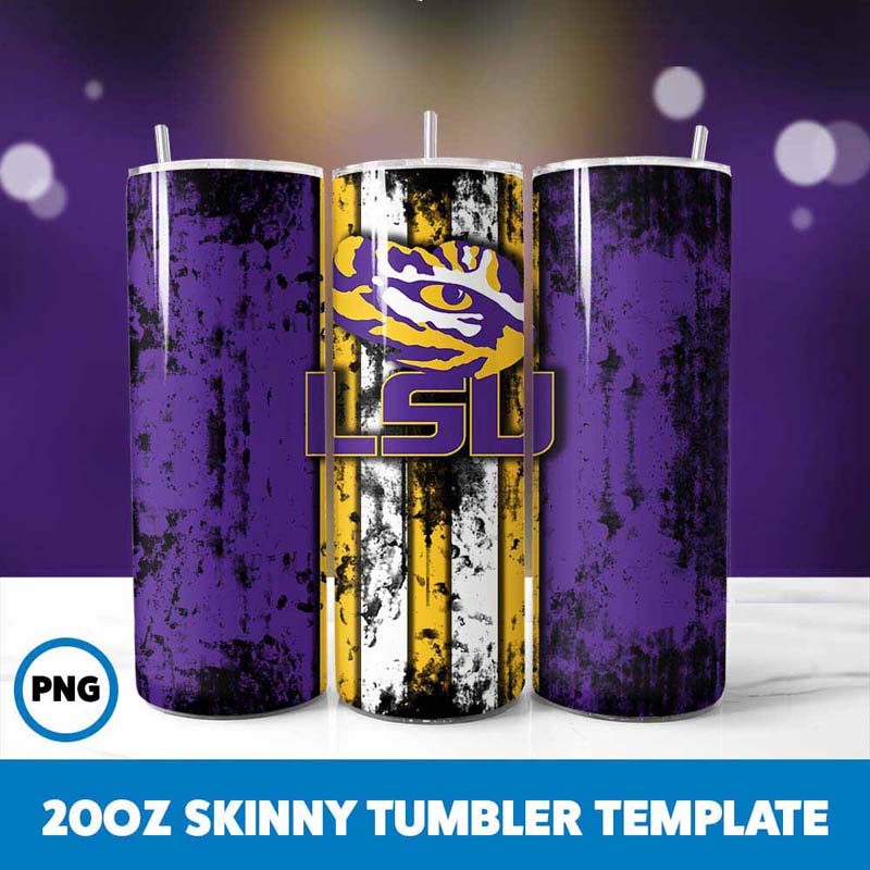 LSU Grunge Tumbler Wrap, 20oz Skinny Tumbler Wrap