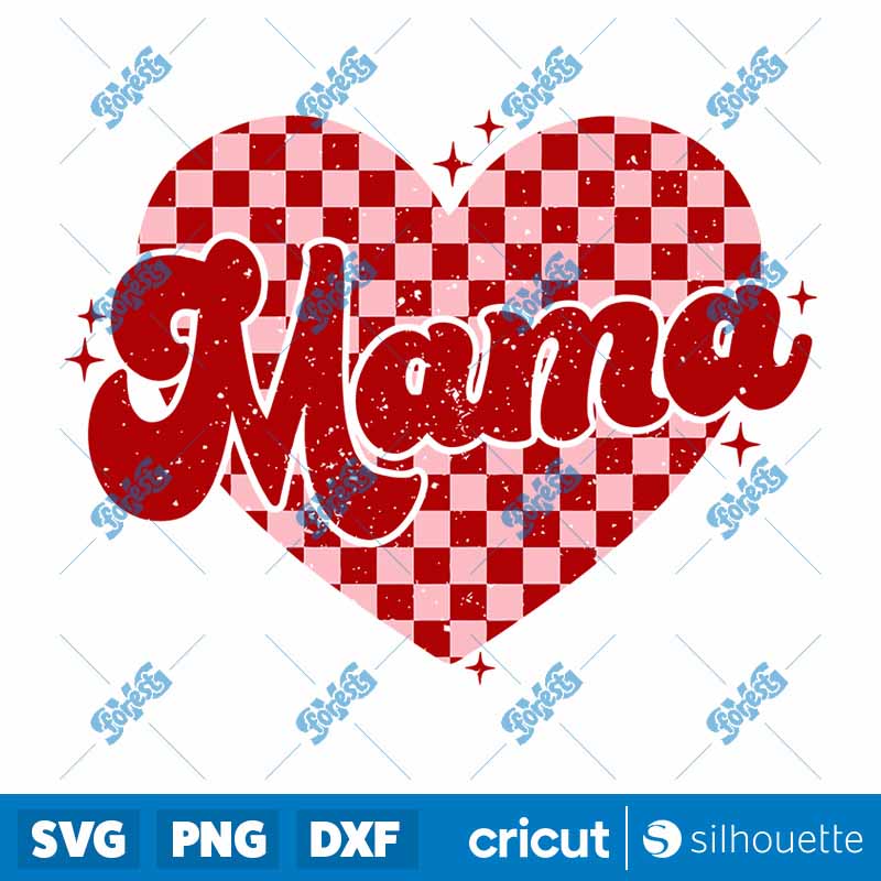 Mama Checkered Heart SVG