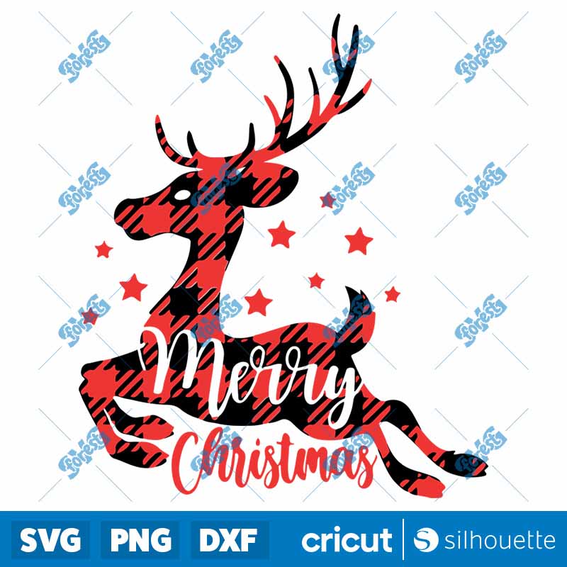 Merry Christmas Deer Plaid SVG