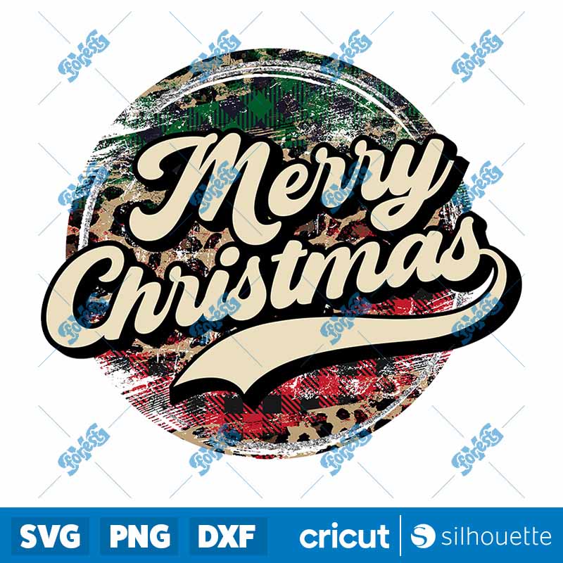 Merry Christmas Leopard
  Destressed Pattern PNG