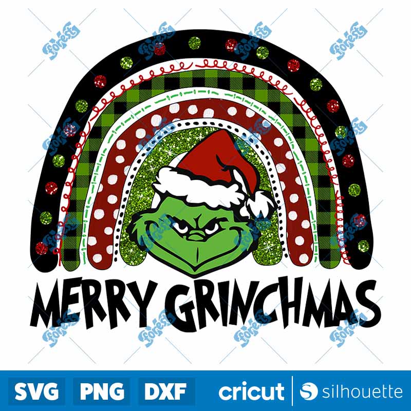 Merry Grinchmas Rainbow PNG