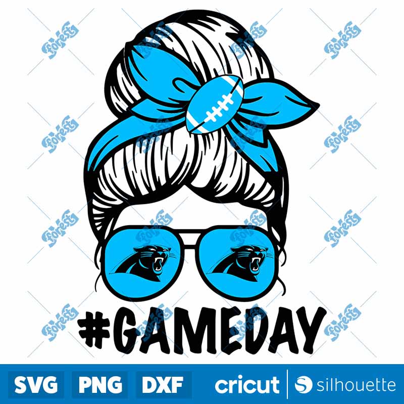 Messy Bun Carolina Panthers
  SVG