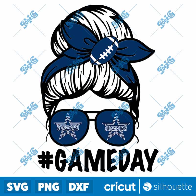 Messy Bun Dallas Cowboy SVG