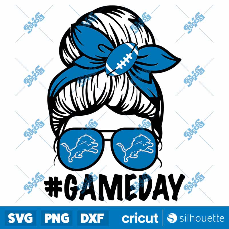 Messy Bun Detroit Lions SVG