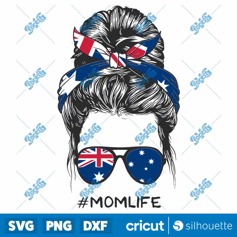 Messy Bun Hairstyle With
Australian Flag SVG