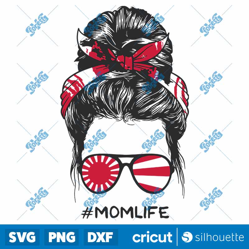 Messy Bun Hairstyle With
Japanese Flag SVG