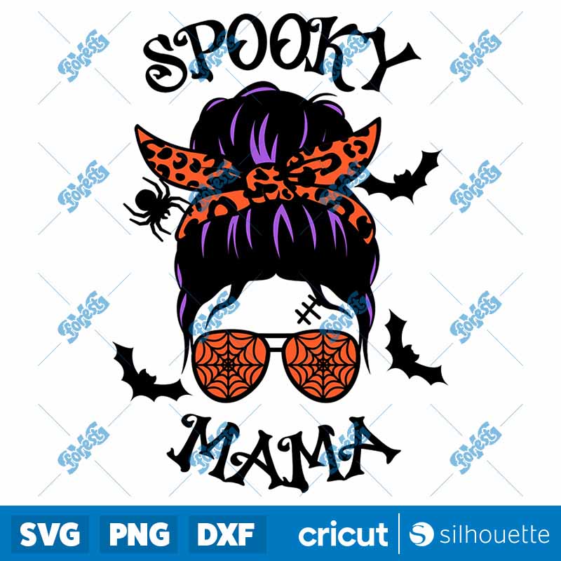 Messy Bun Spooky Mama SVG