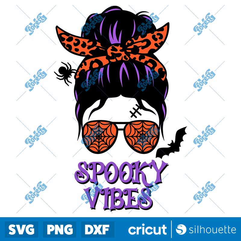 Messy Bun Spooky Vibes SVG