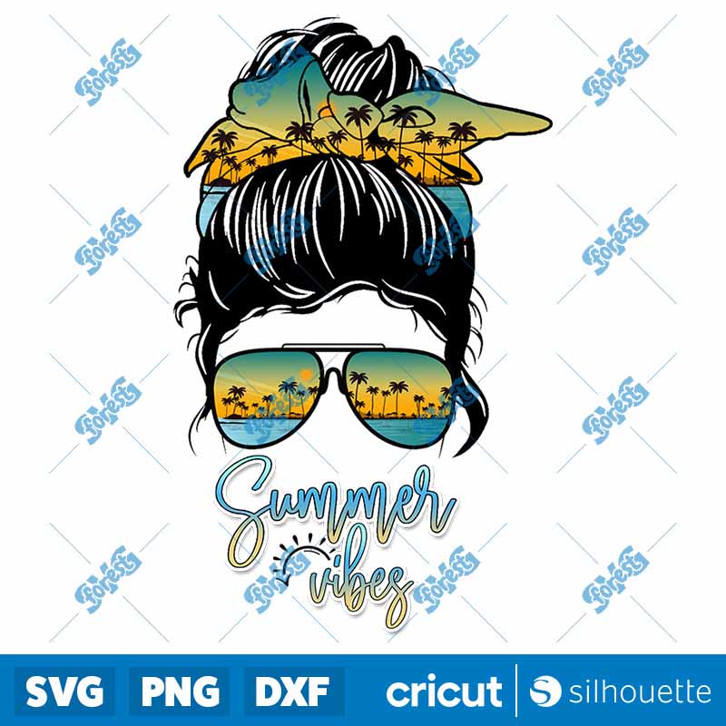 Messy Bun Summer Vibes PNG