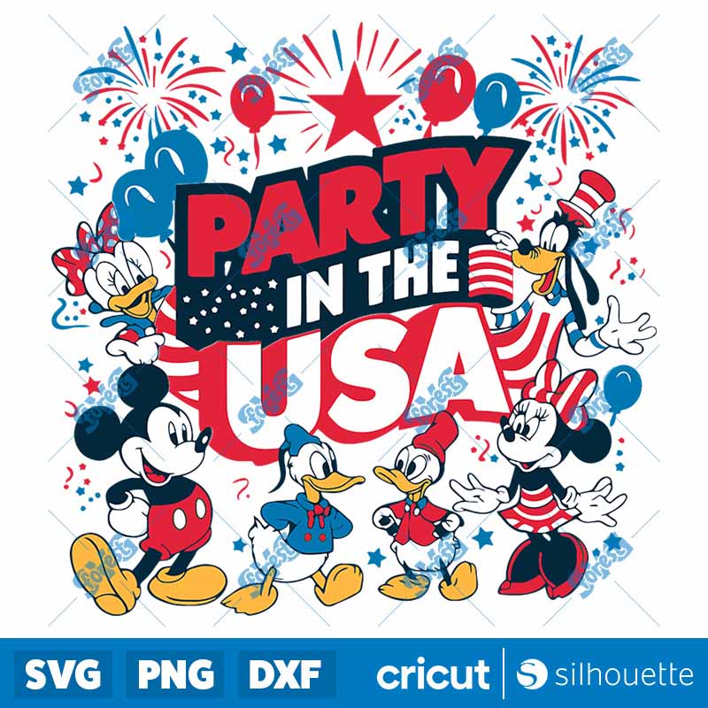 Mickey And Friends Party In
The USA SVG