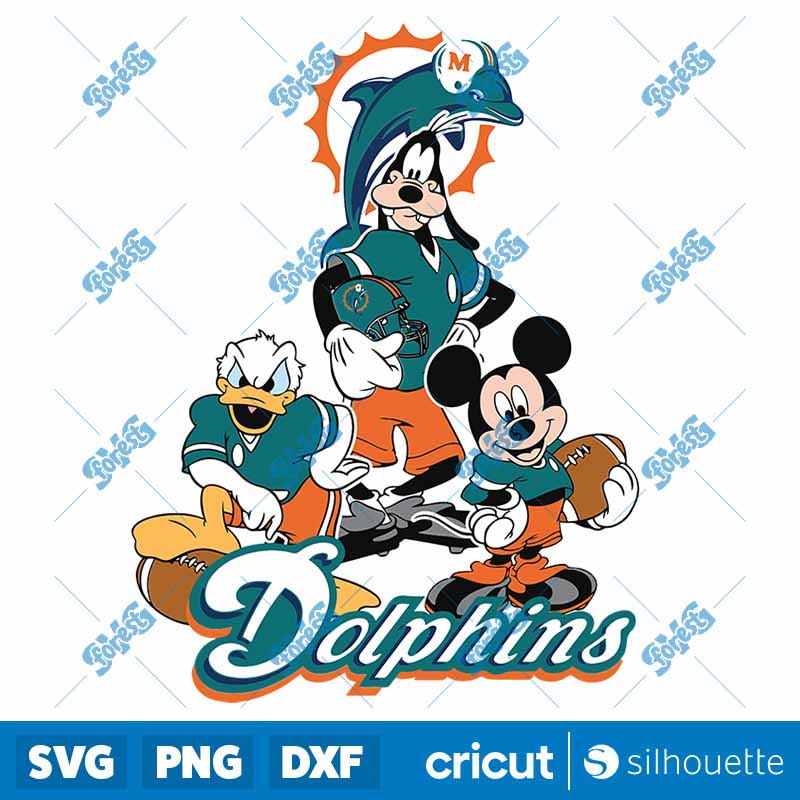 Mickey Donald Goofy The Three
  MI'mi Dolphins Football SVG