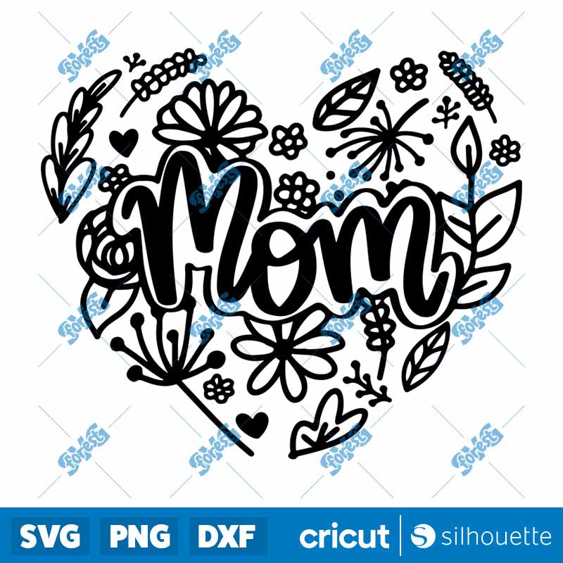 Mom Floral Heart SVG